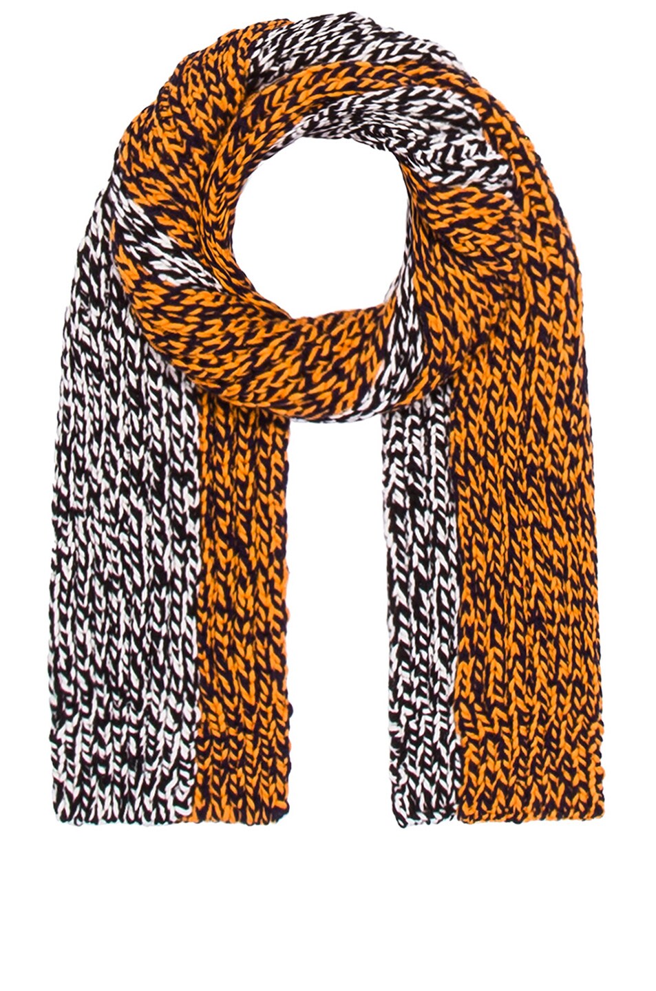 Image 1 of Raf Simons Bi-Color Knit Split Scarf in White & Orange
