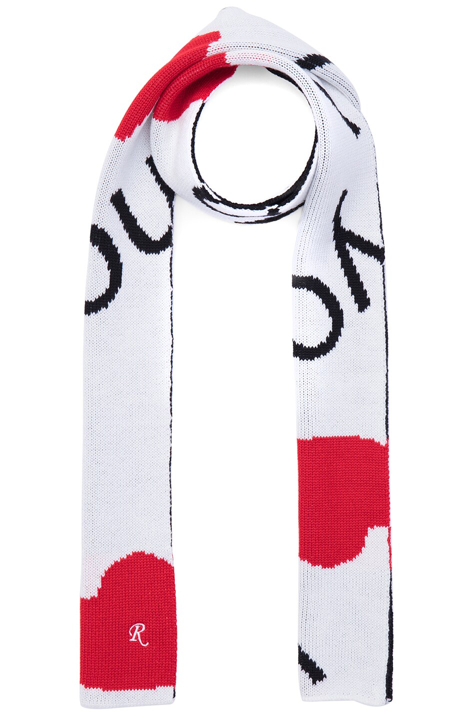 Image 1 of Raf Simons I Love You Scarf in White & Red