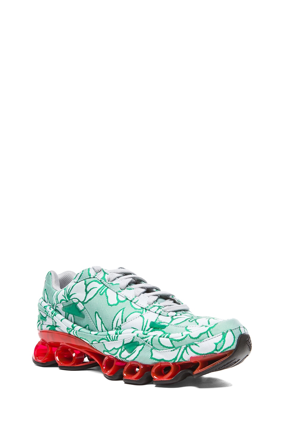 Image 1 of Raf Simons x Adidas Tropical Jacquard Running Shoes in Green & White