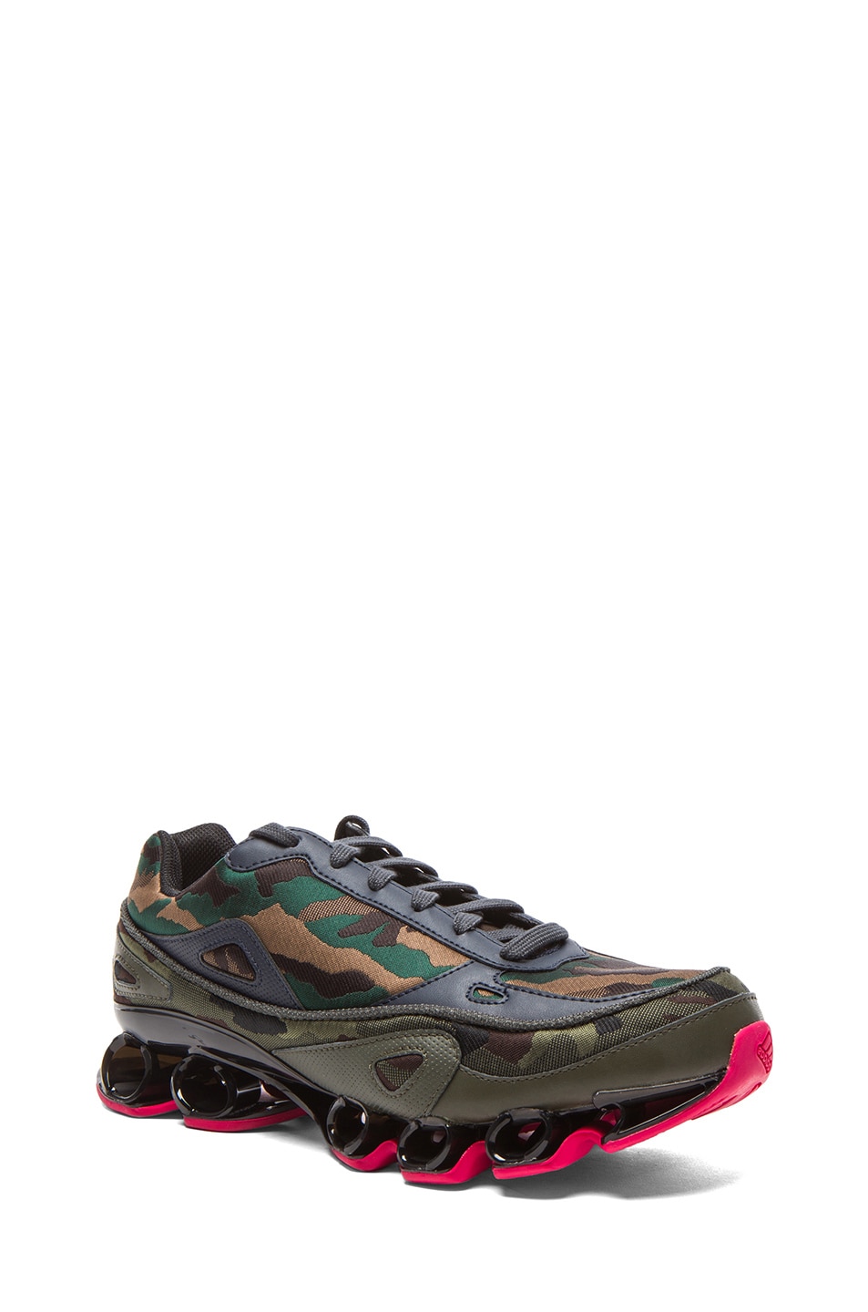 Image 1 of Raf Simons x Adidas Bounce Sneakers in Black & Pink