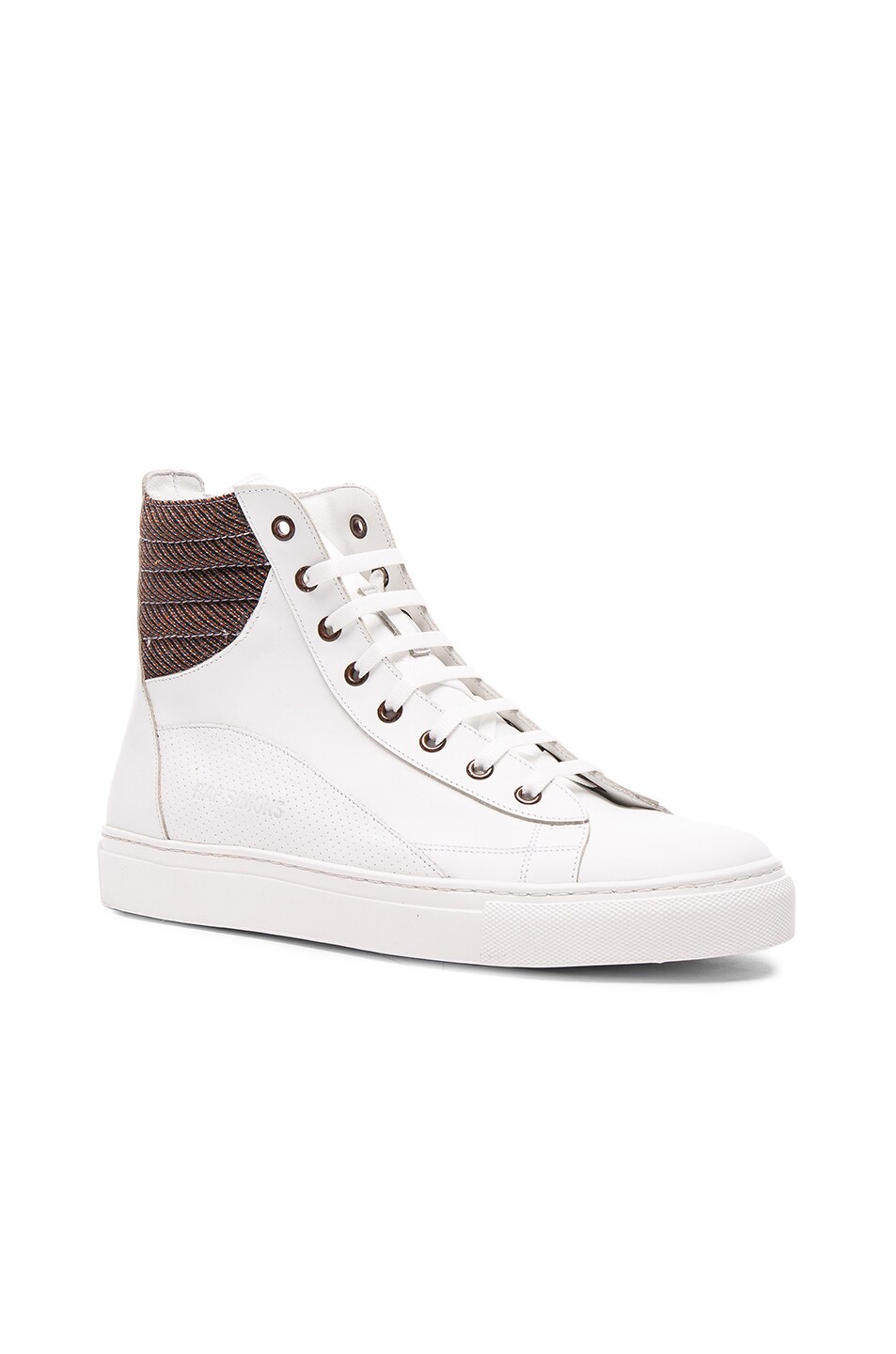 Image 1 of Raf Simons Leather Lace Up Eyelets Sneakers in White