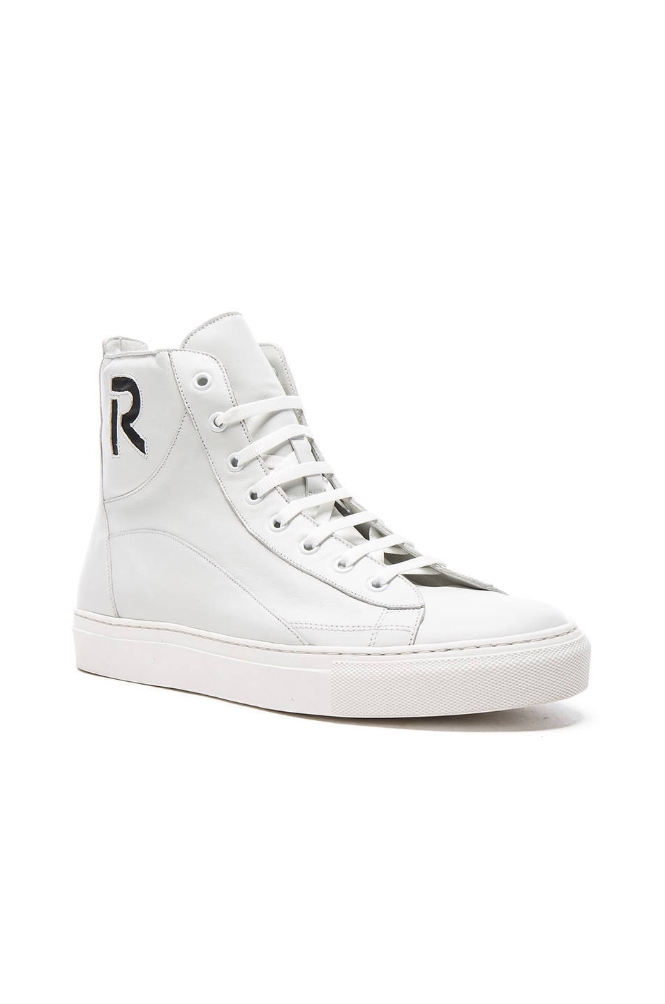 Image 1 of Raf Simons R Logo and Trashed Laces Leather Sneakers in 13