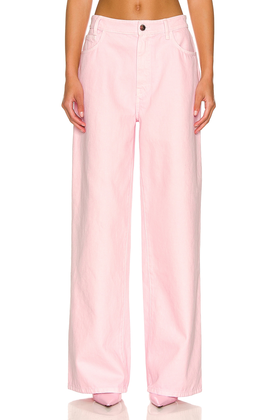 Image 1 of Raf Simons Wide Fit Denim Pants in Light Pink