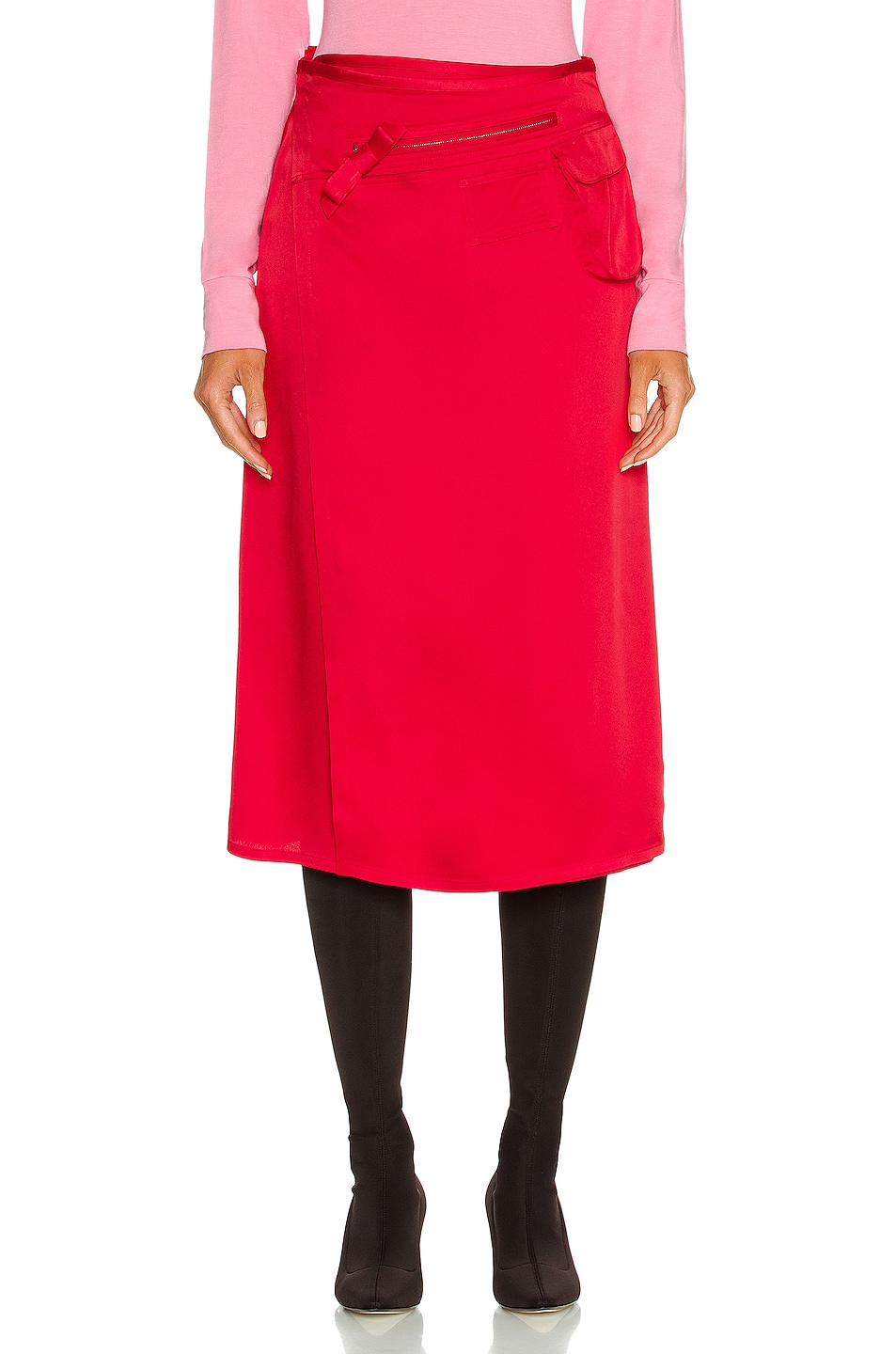 Image 1 of Raf Simons Pocket Wrap Skirt in Red