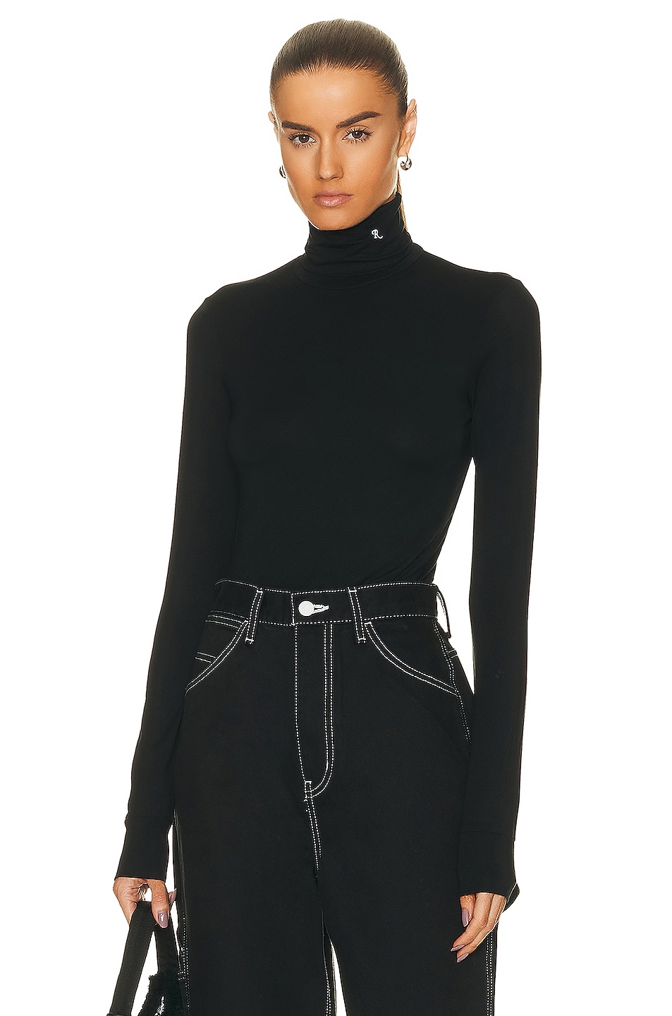 Raf Simons Turtleneck Long Sleeve Top in Black | FWRD