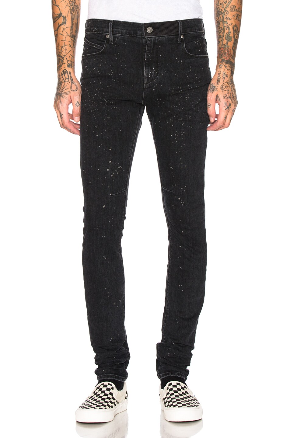 Image 1 of RTA Distressed Jeans in Black Splatter