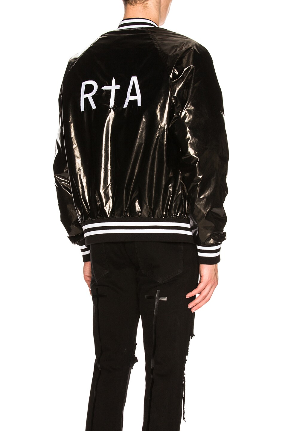 Image 1 of RTA Glossy Varsity Jacket in Metallica