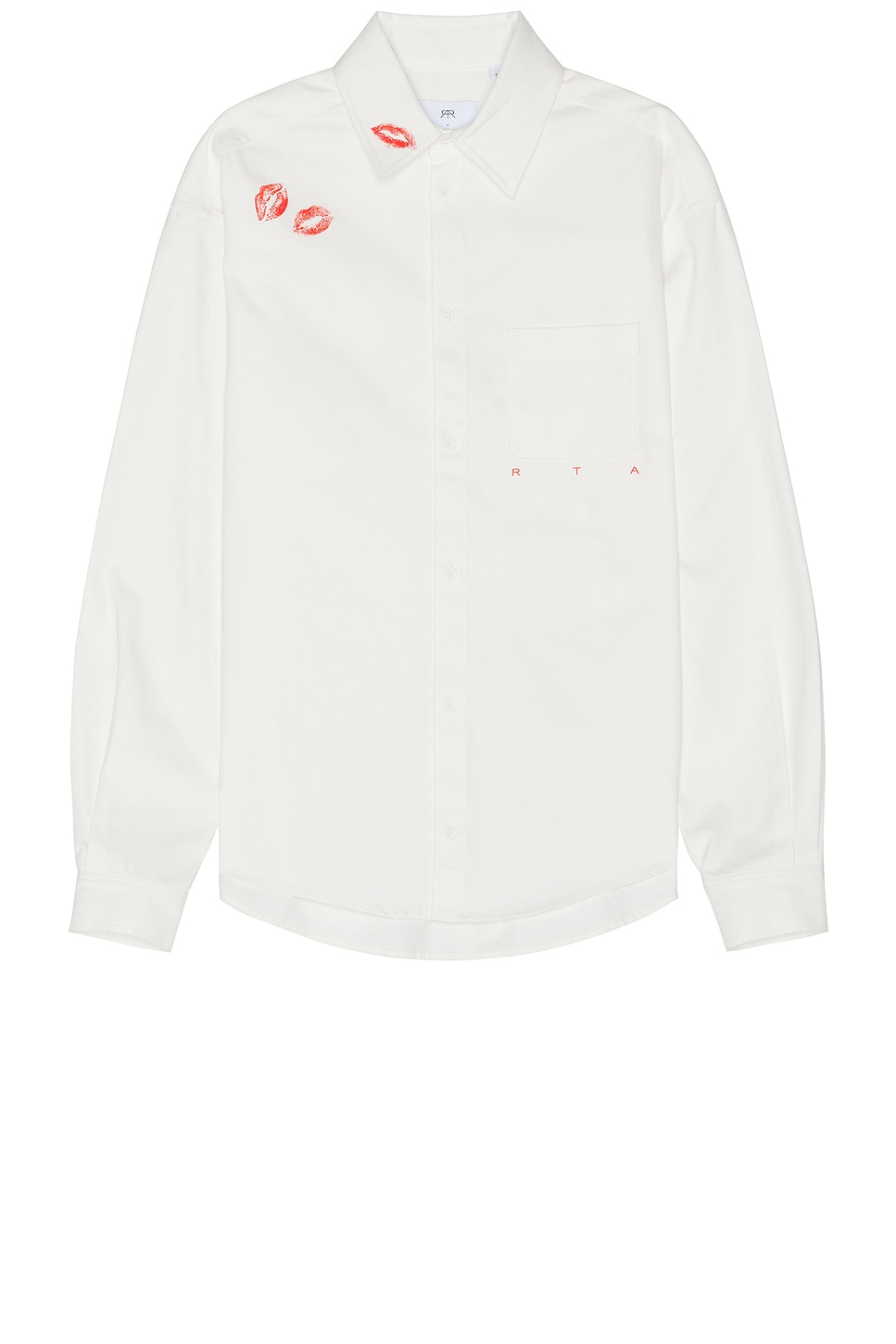 Image 1 of RTA Button Front Kisses Shirt in White