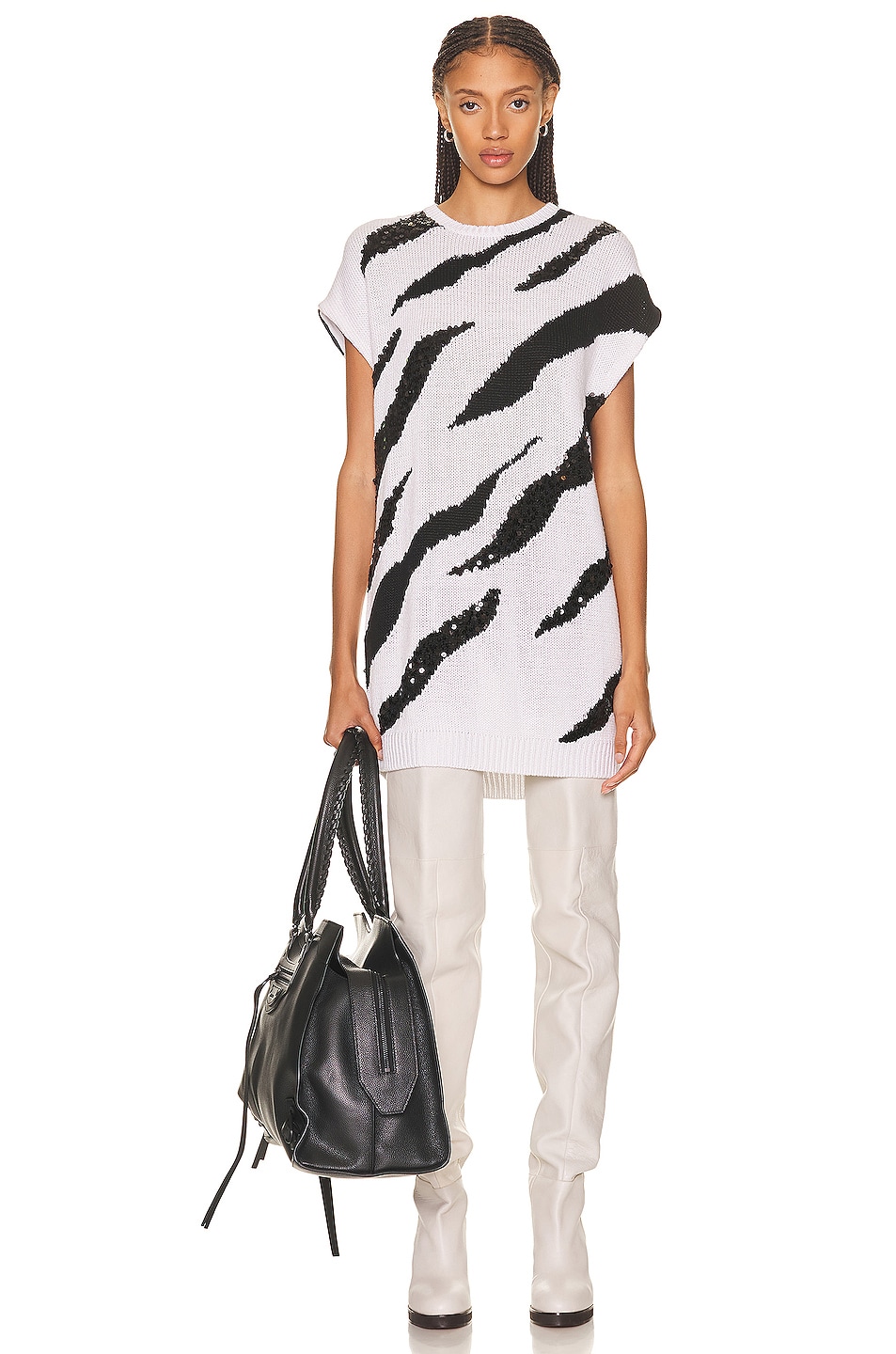 Image 1 of RTA Samantha Mini Dress in White Zebra