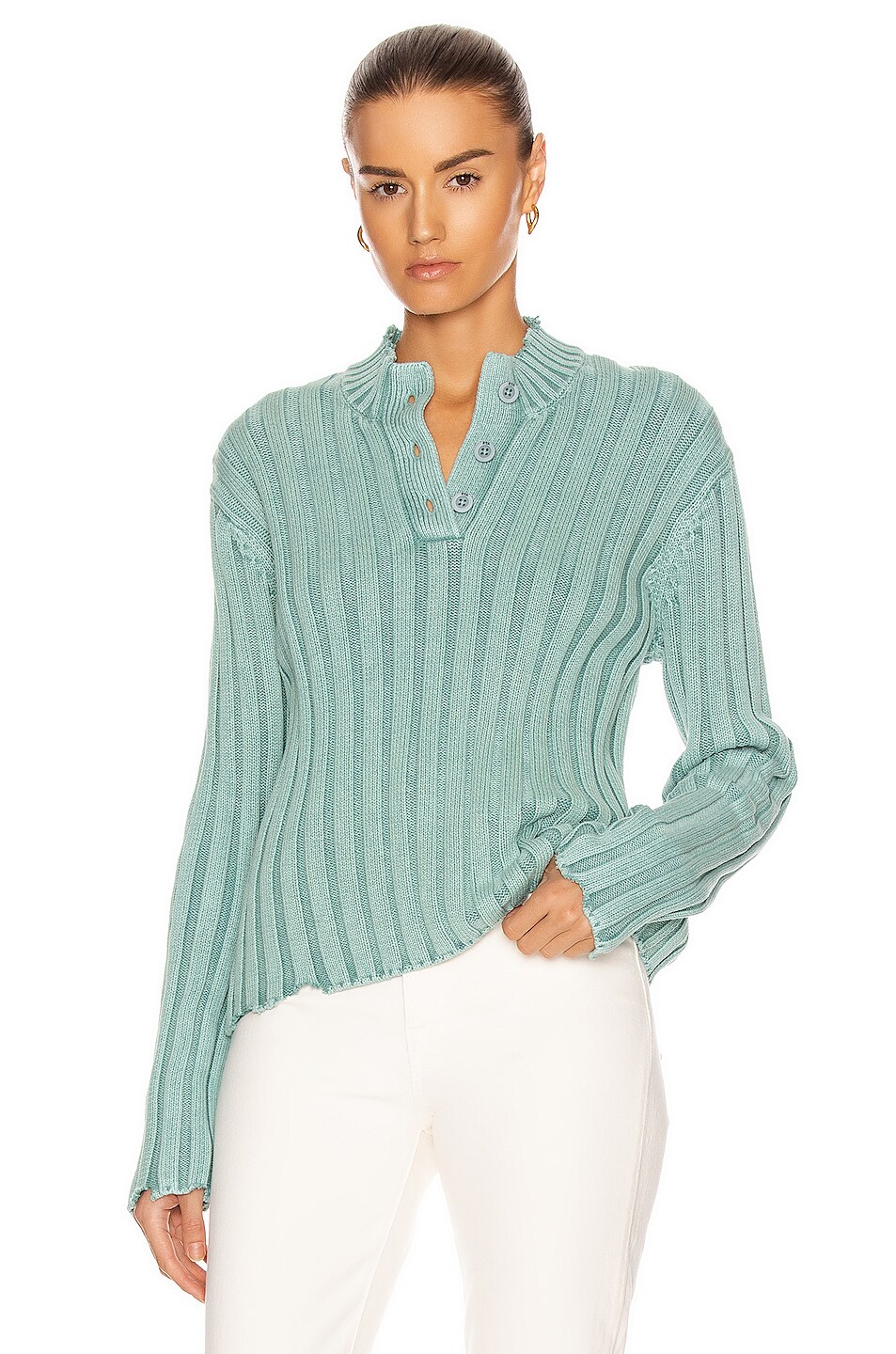 Image 1 of RTA Abigail Polo Sweater in Acid Mint