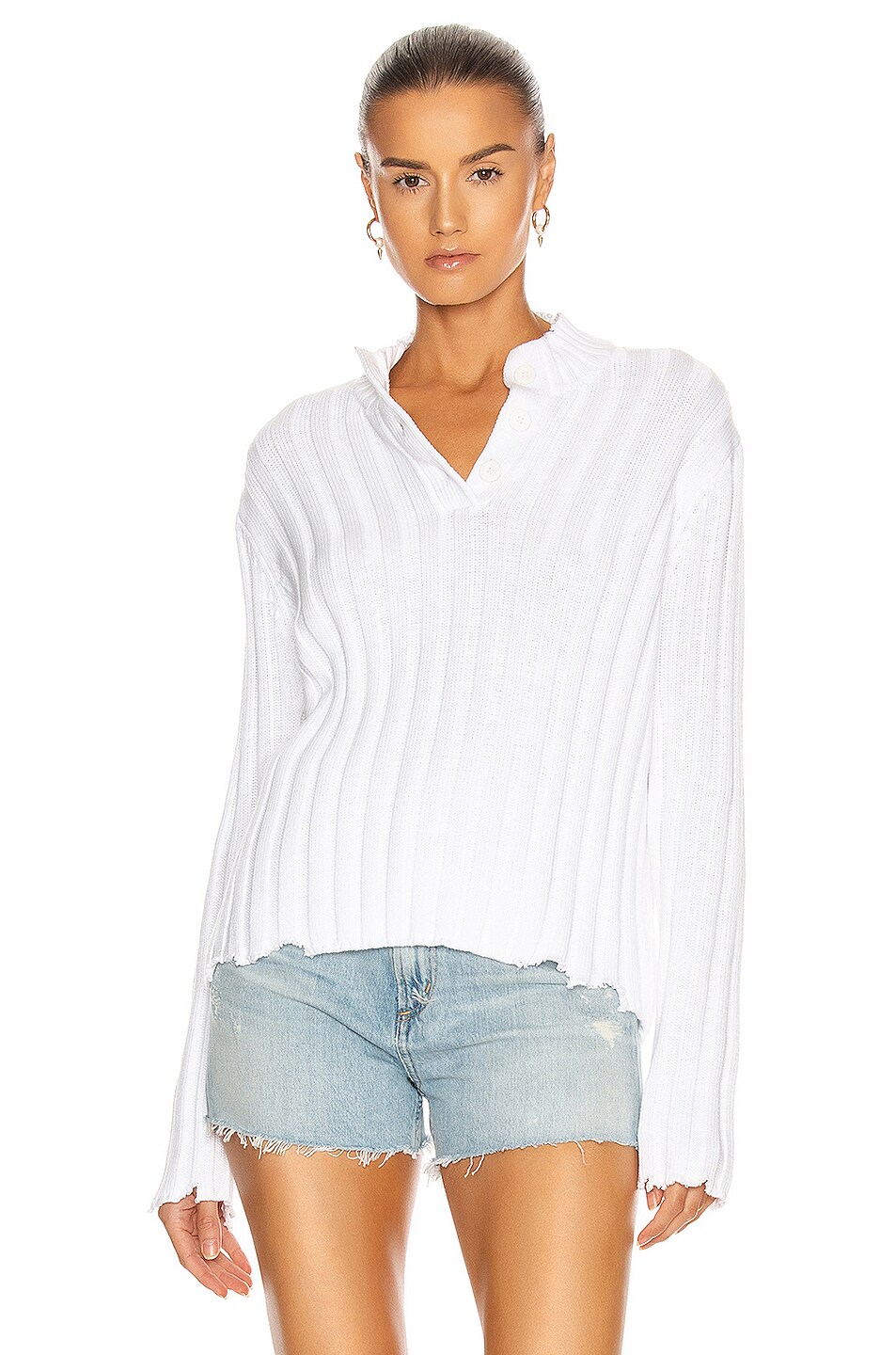Image 1 of RTA Abigail Polo Sweater in White