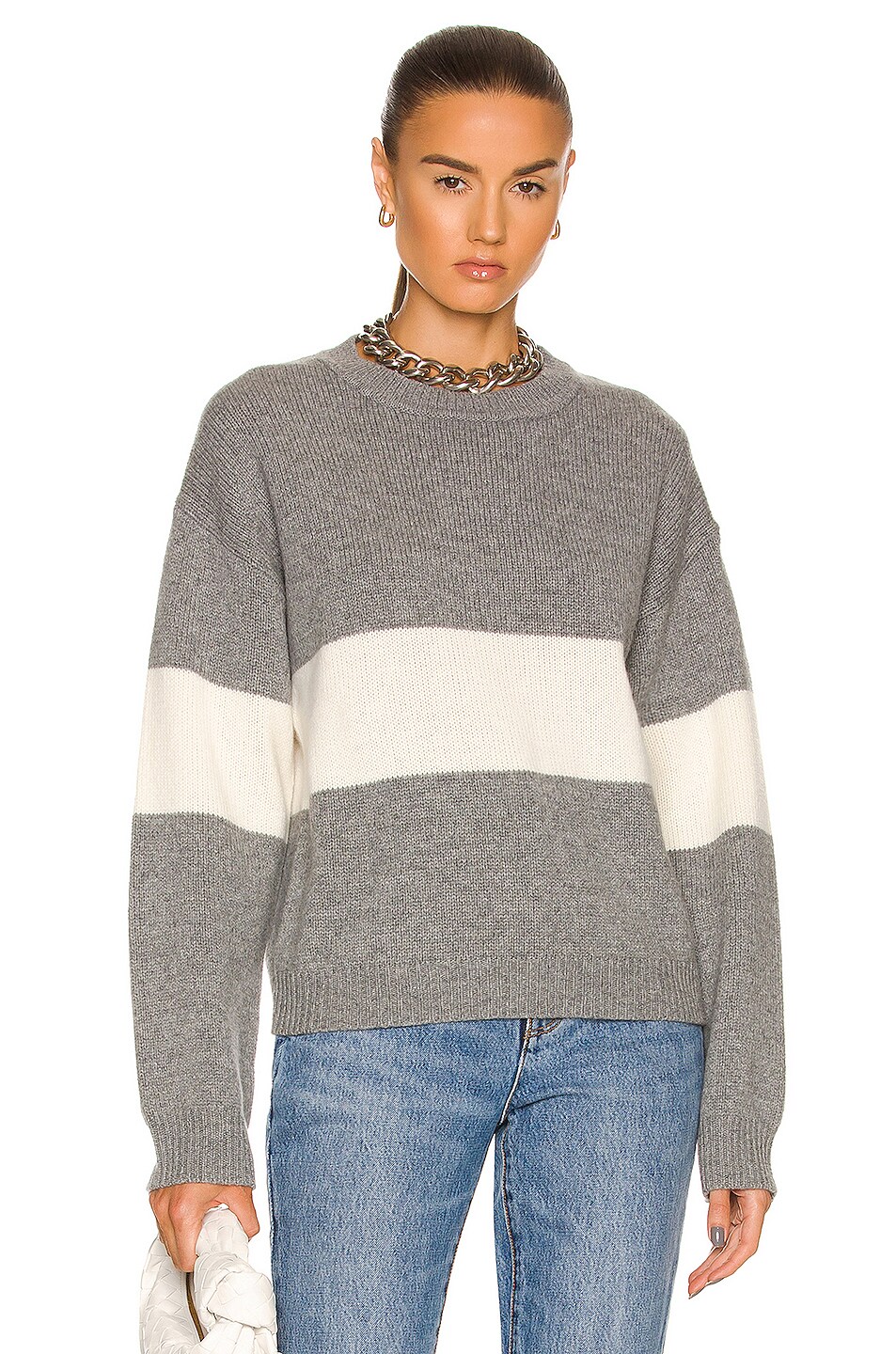 Image 1 of RTA Avalon Sweater in Light Grey & Cream