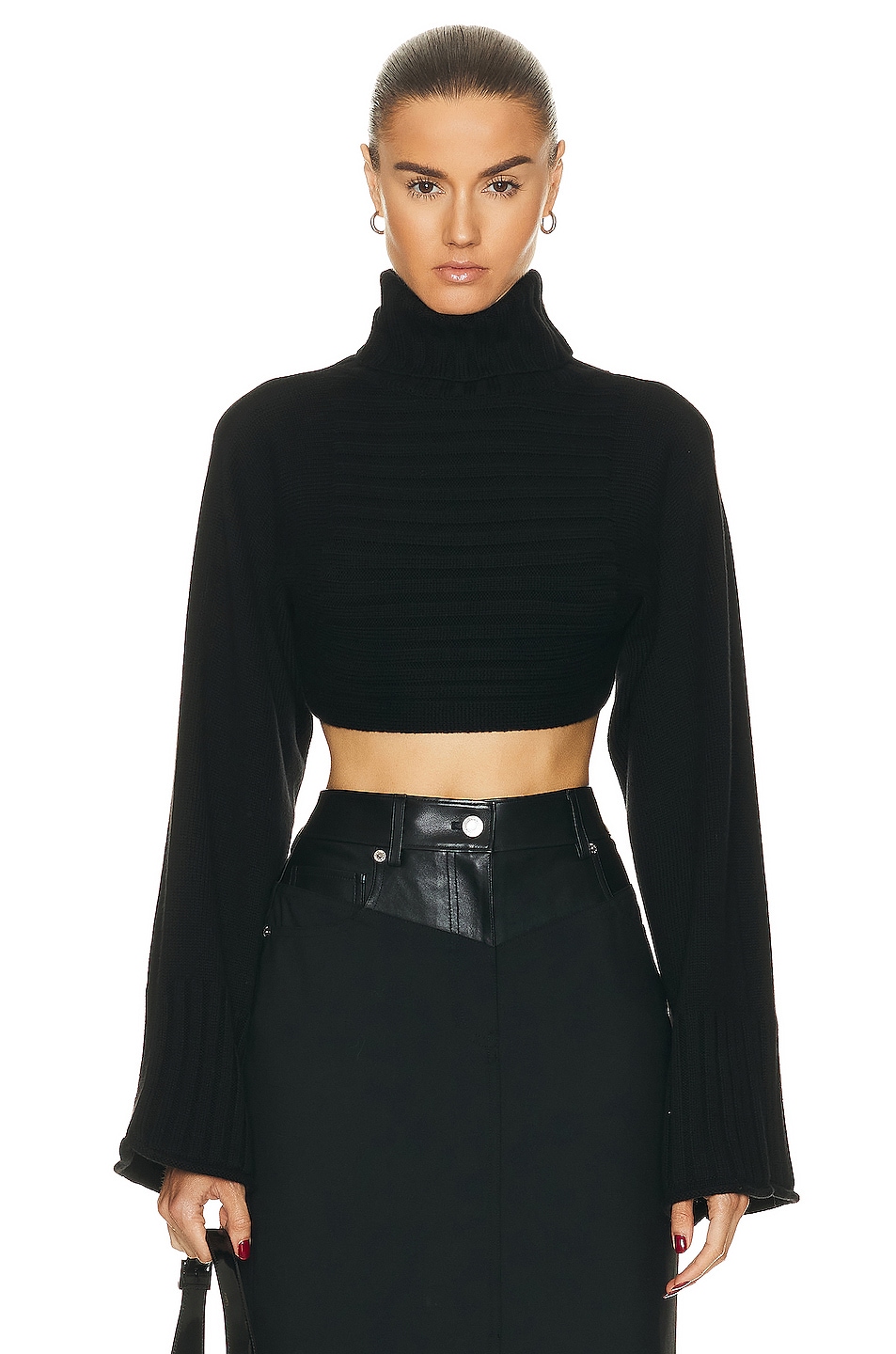 Image 1 of RTA Cropped Turtleneck Top in Black