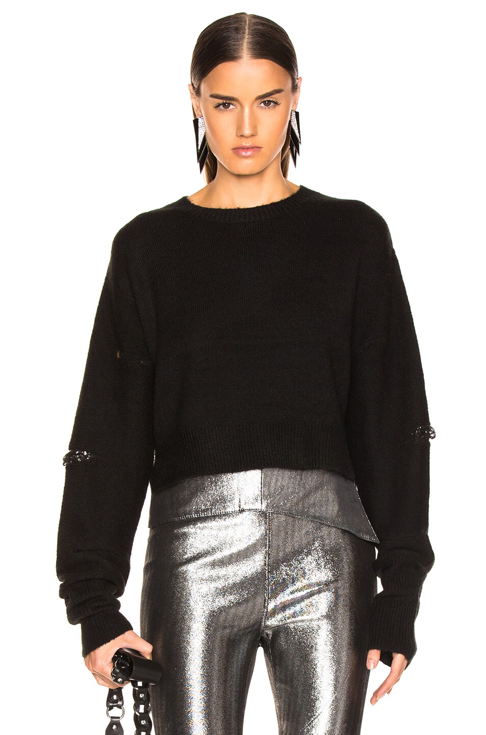 Image 1 of RTA Gilda Cropped Sweater in Relic Black