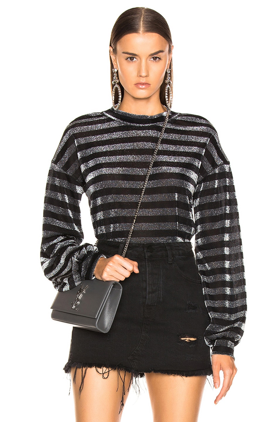 Image 1 of RTA Magnus Sweater in Striped Silver