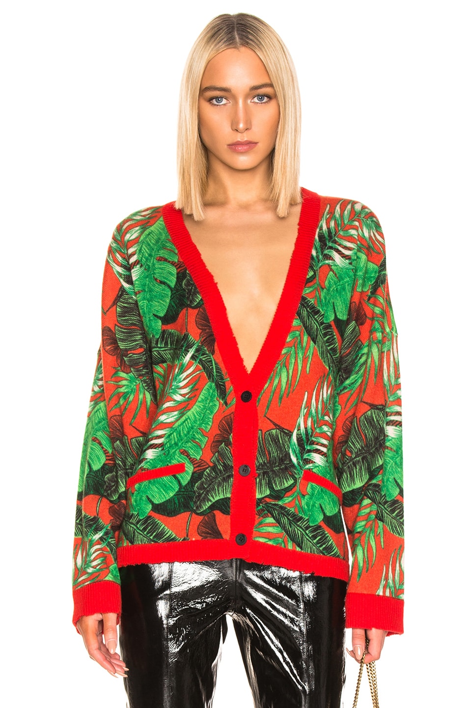 Image 1 of RTA Ella Cardigan in Red Tropical Knit