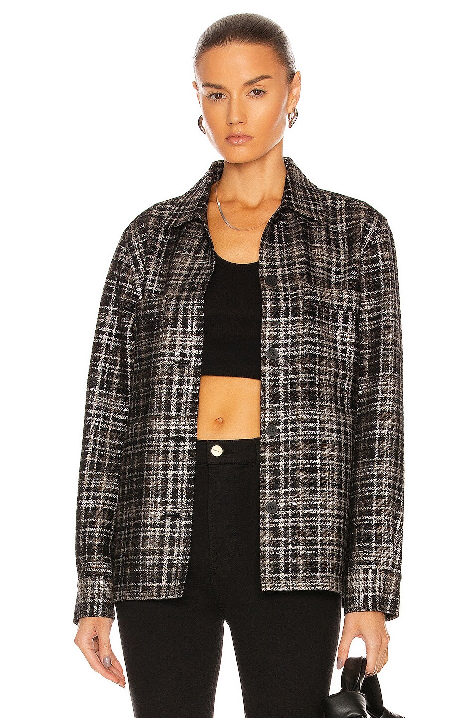 Image 1 of RTA Barry Shirt Jacket in Army Plaid