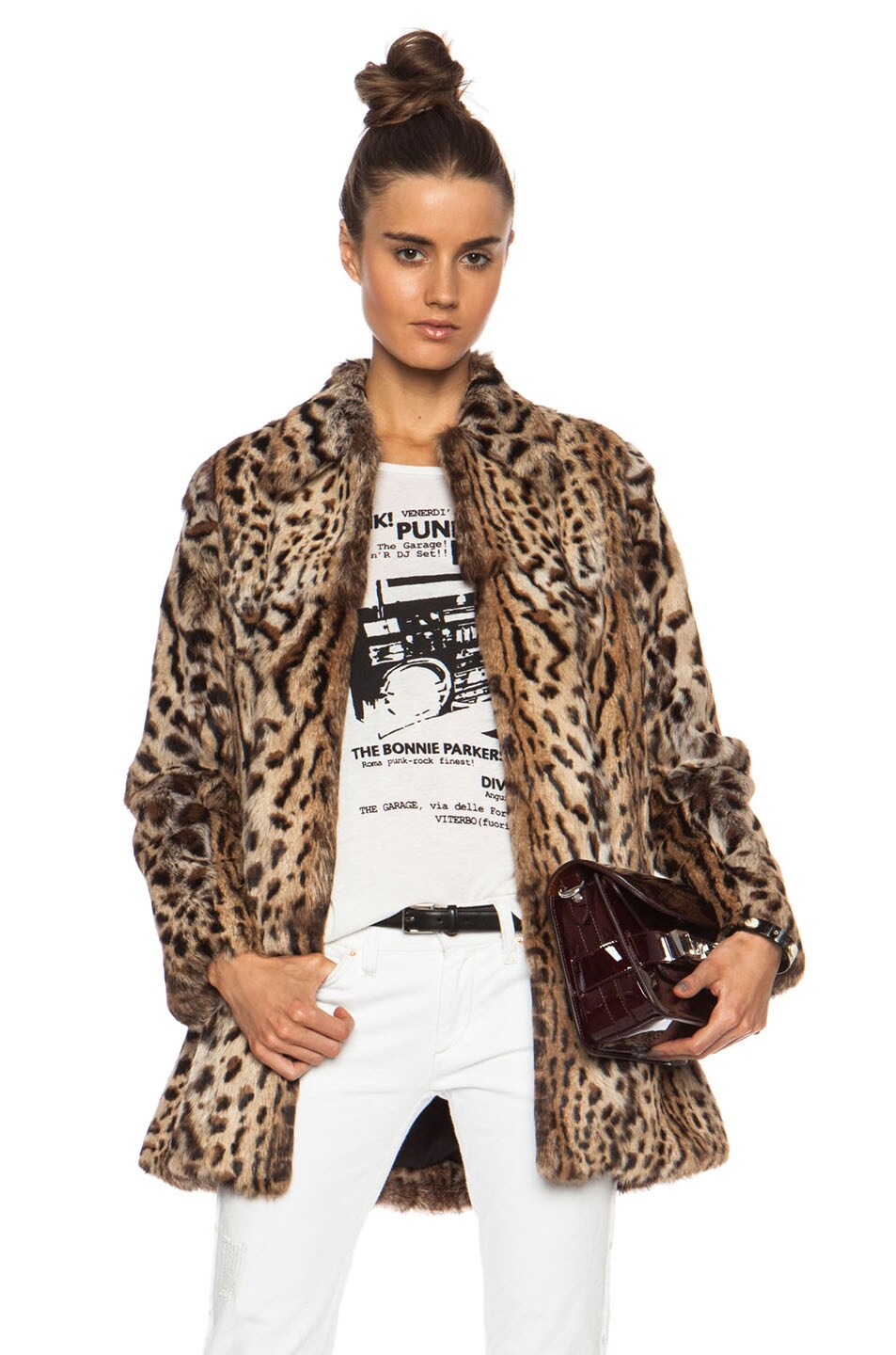 Image 1 of RTA Blazer Fur Coat in Leopard