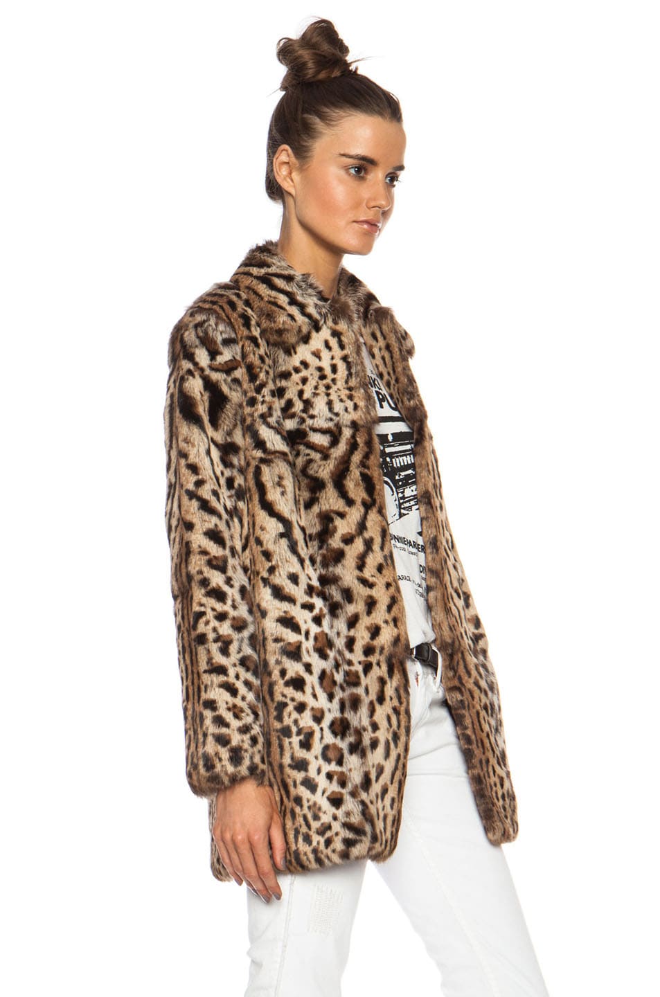 RTA Blazer Fur Coat in Leopard | FWRD