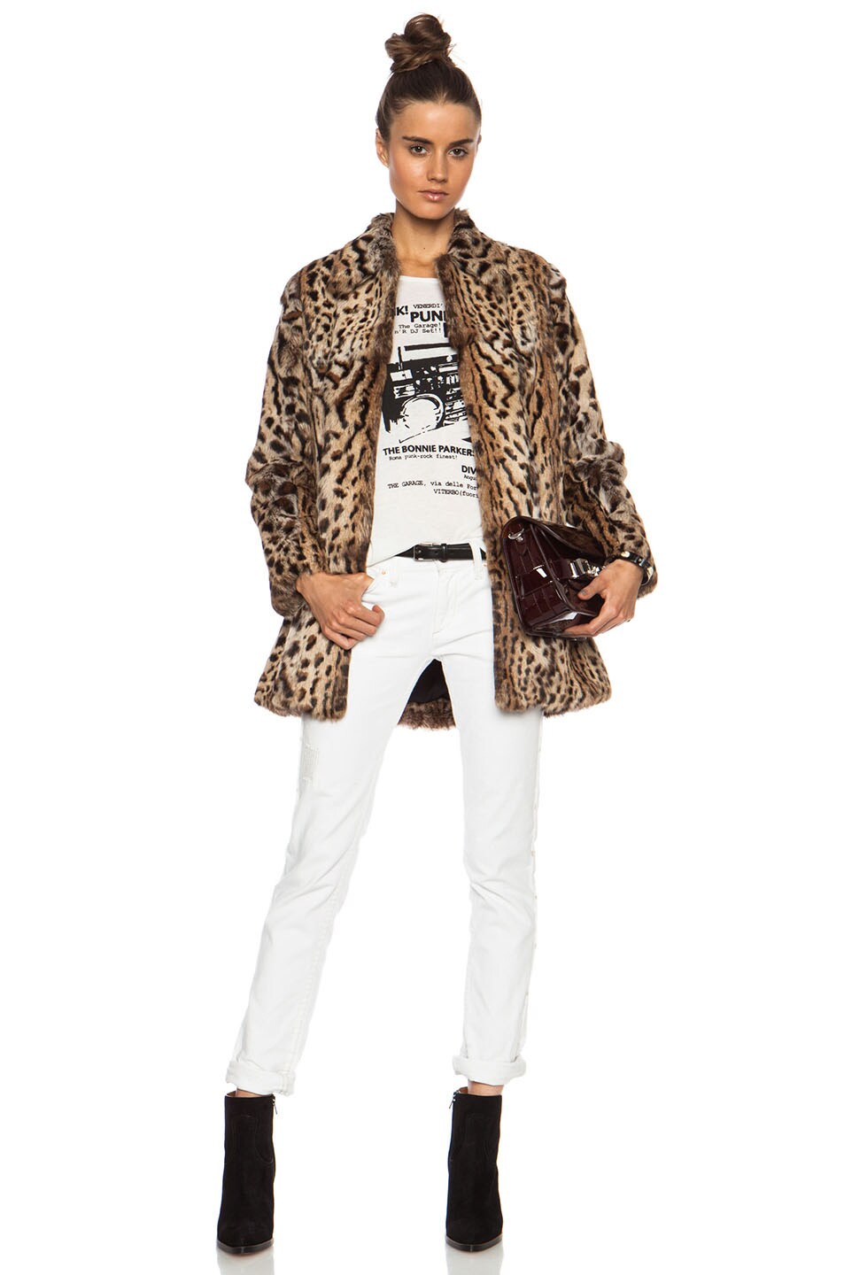 RTA Blazer Fur Coat in Leopard | FWRD