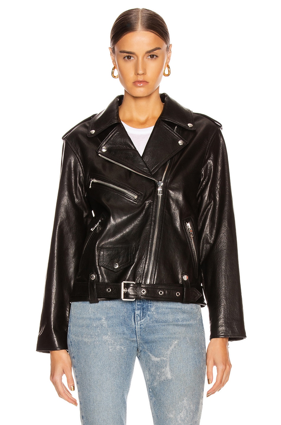 RTA Eryn Leather Jacket in Black Wet | FWRD