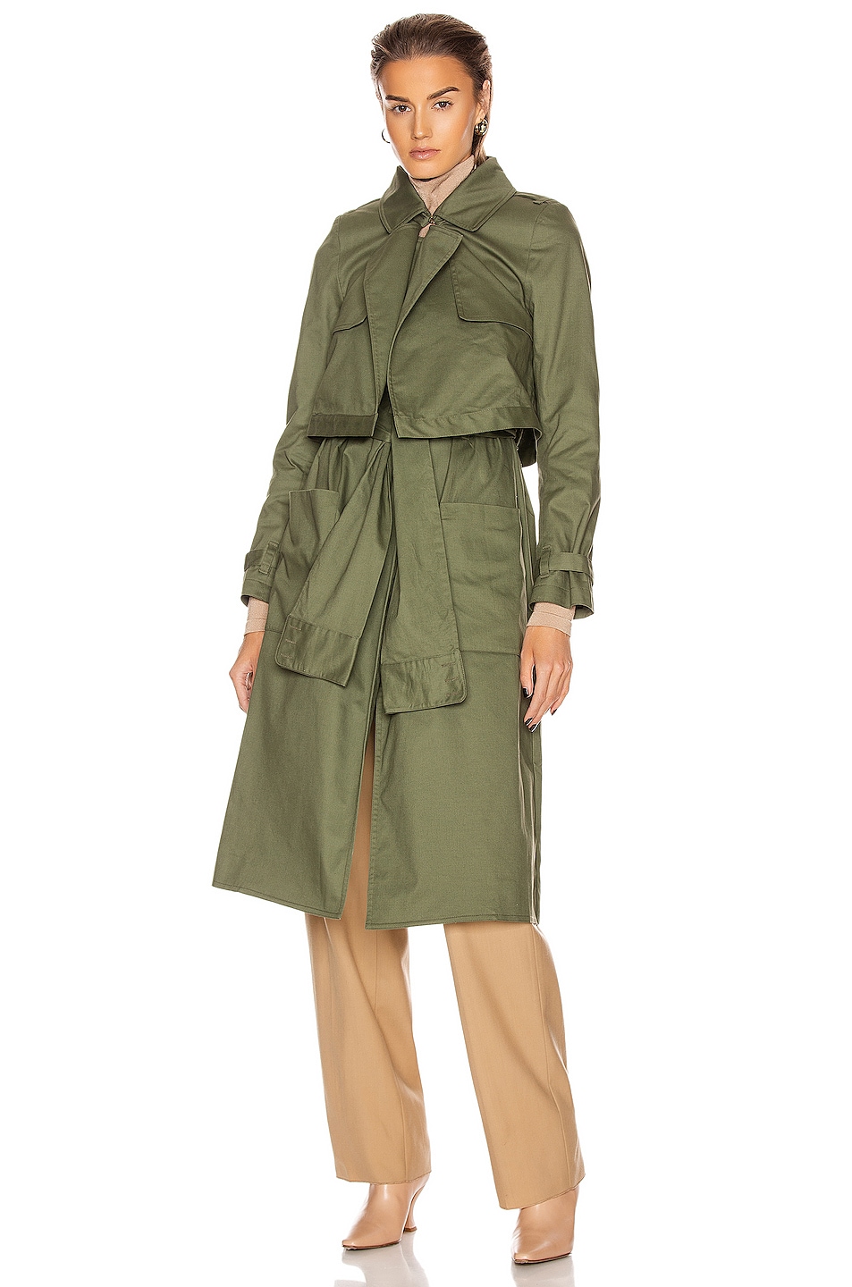 Image 1 of RTA Harlow Trench Coat in Tomboy Green