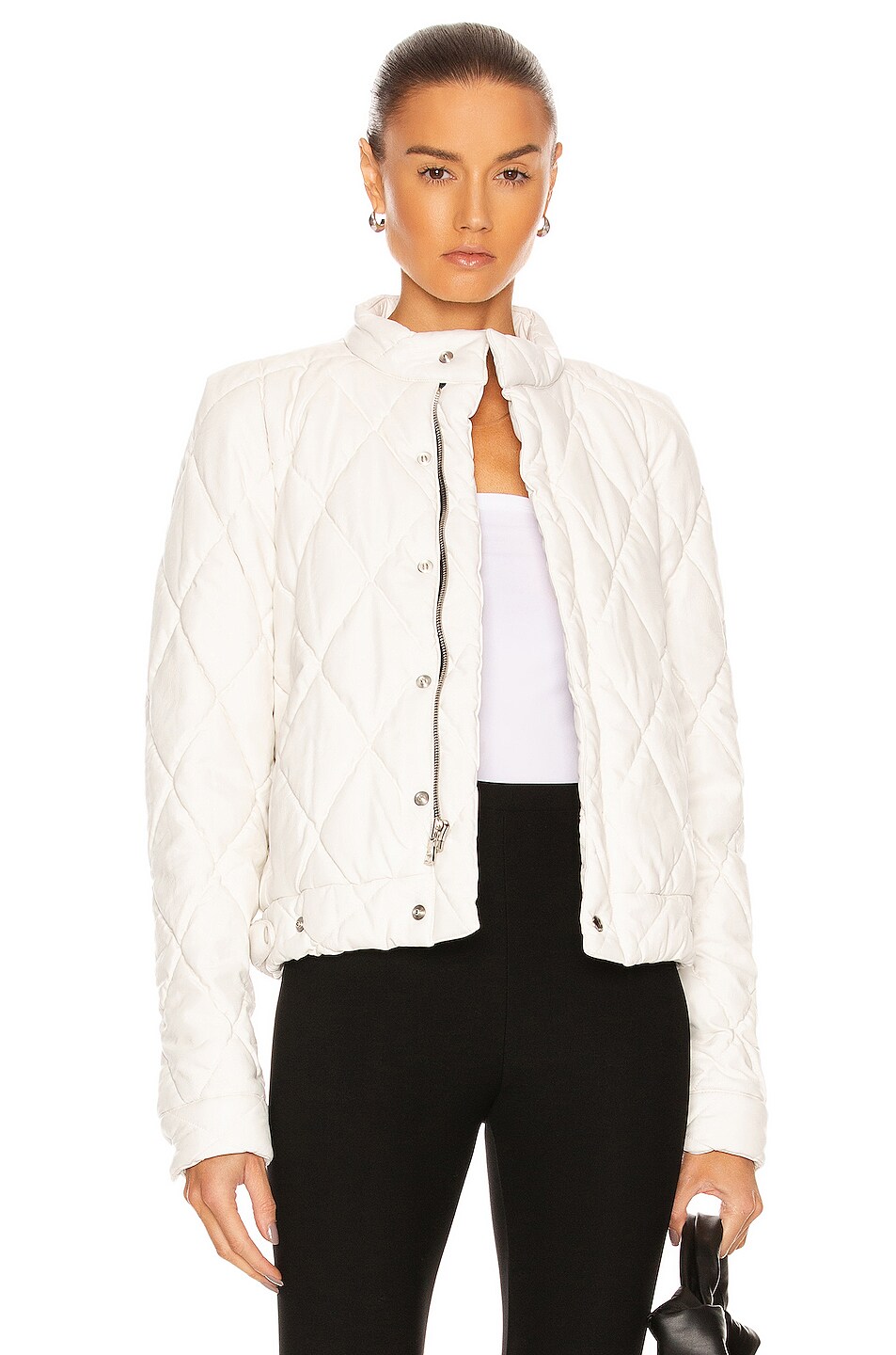 RTA Louisa Leather Jacket in White | FWRD