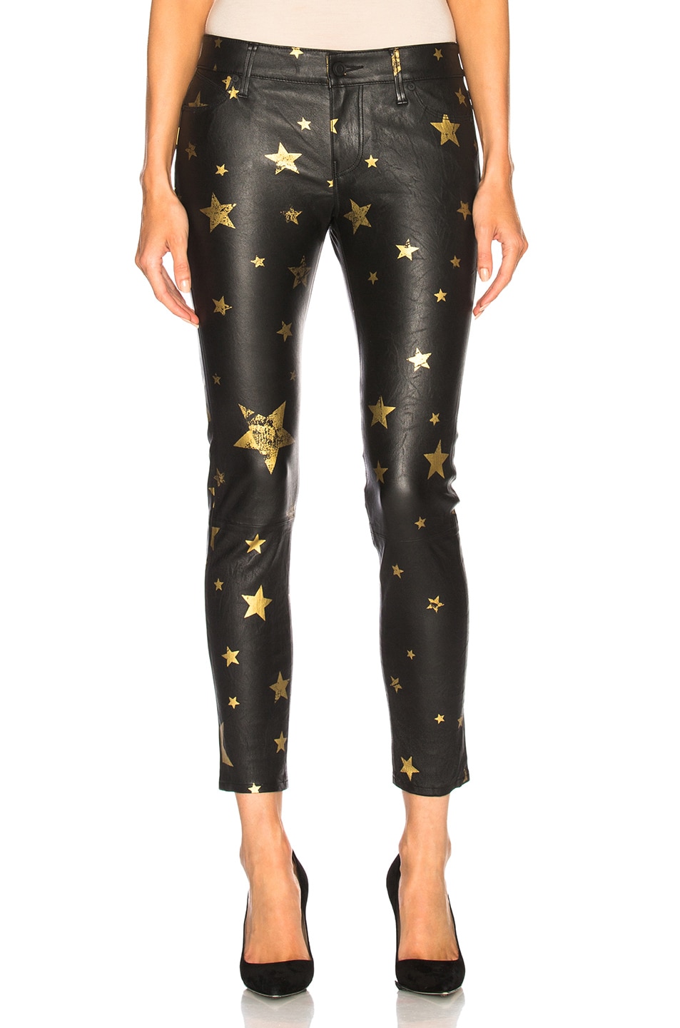 Image 1 of RTA Prince Leather Leggings in Gold Star