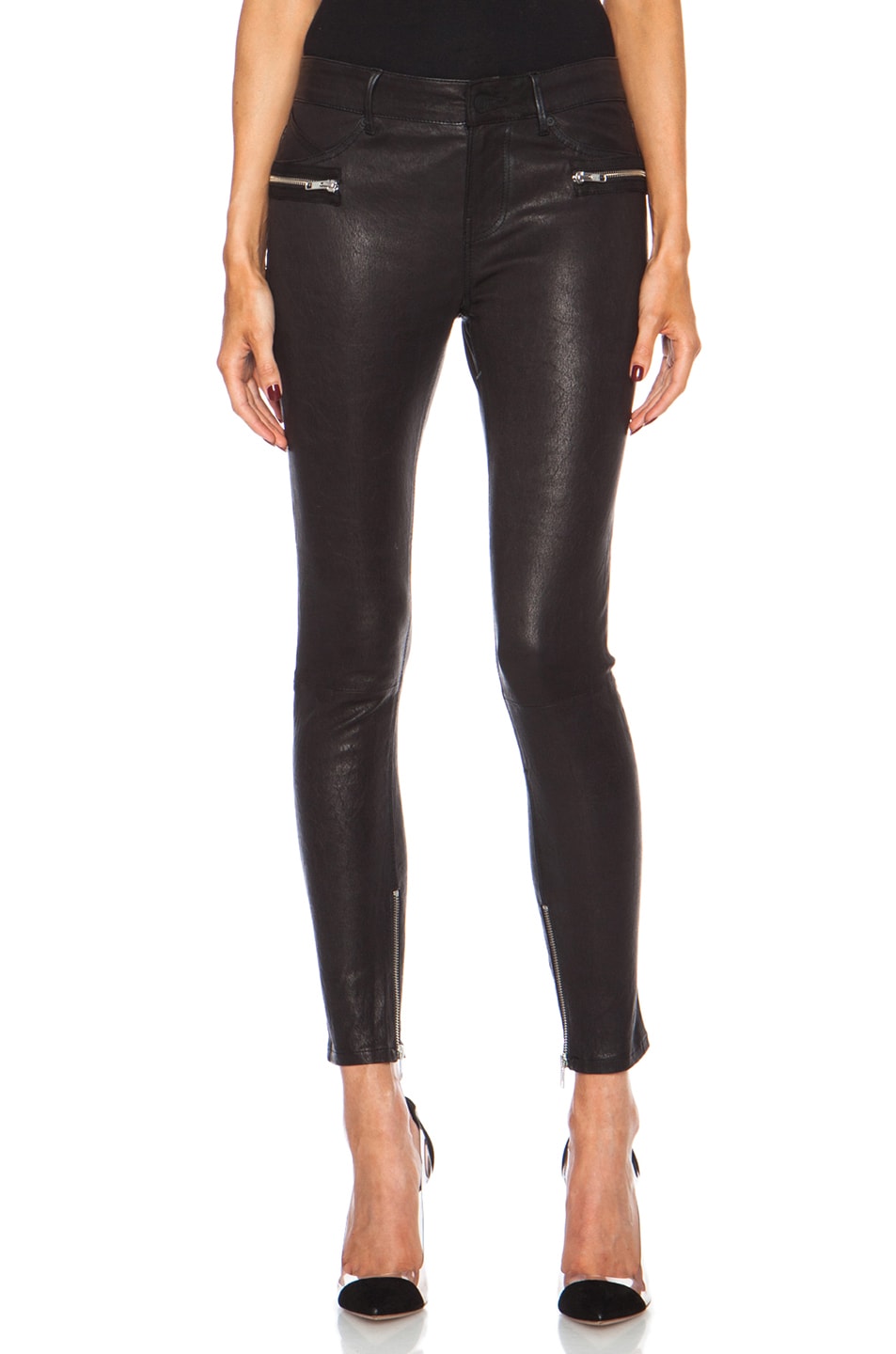 Image 1 of RTA Hip Zipper Leather Pant in Black