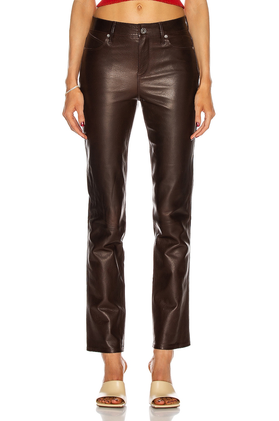 Image 1 of RTA Remi Leather Pant in Cedar Crispy Wet