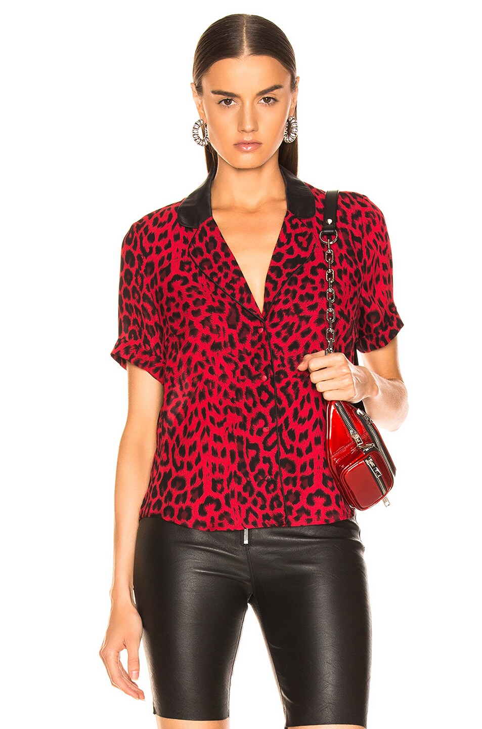Image 1 of RTA Flynn Top in Red Leopard
