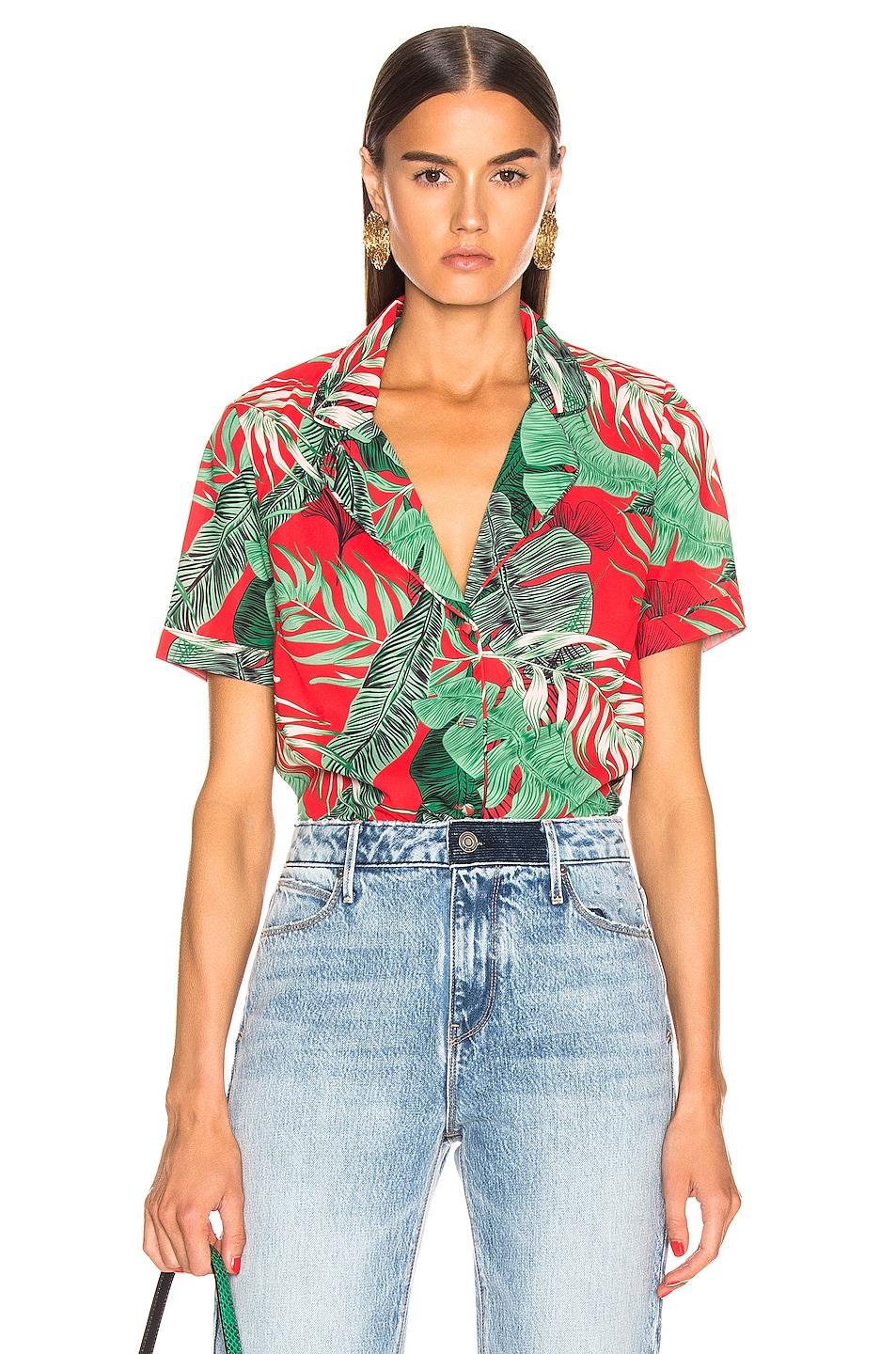 Image 1 of RTA Flynn Top in Red Tropical Print