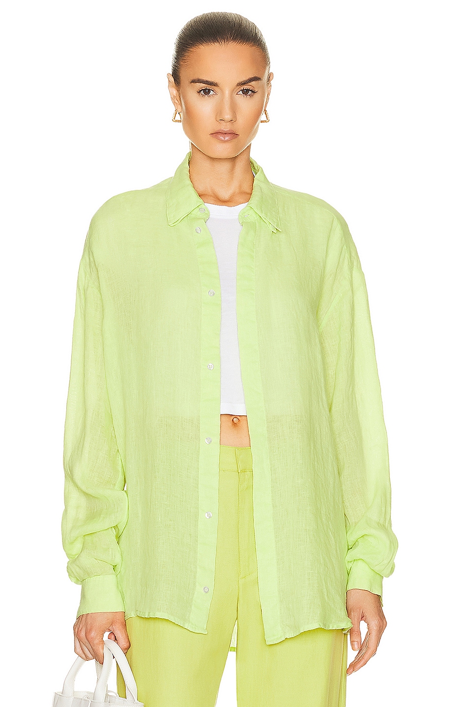 Image 1 of RTA Sierra Oversized Shirt in Acid Lime