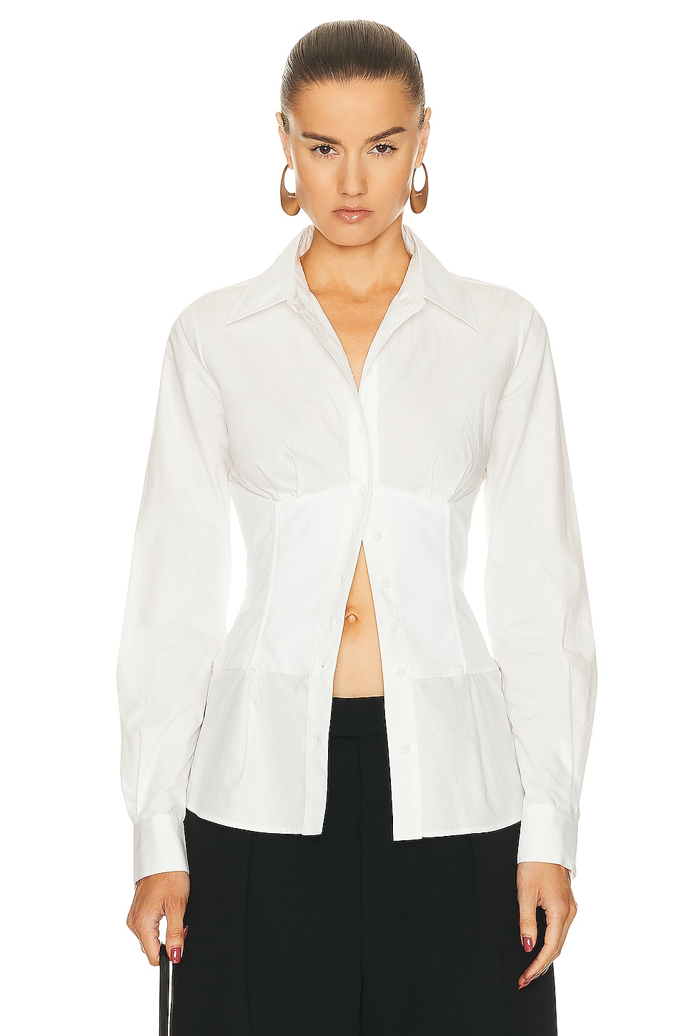 Image 1 of RTA Poplin Corset Shirt in White