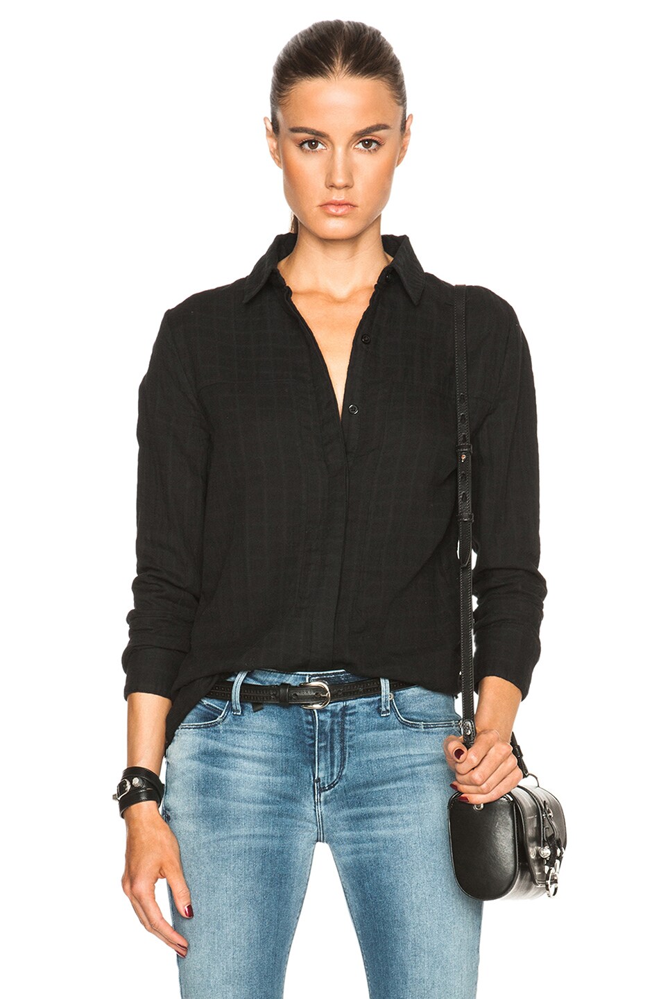Image 1 of RTA Joni Button Up in Black Plaid