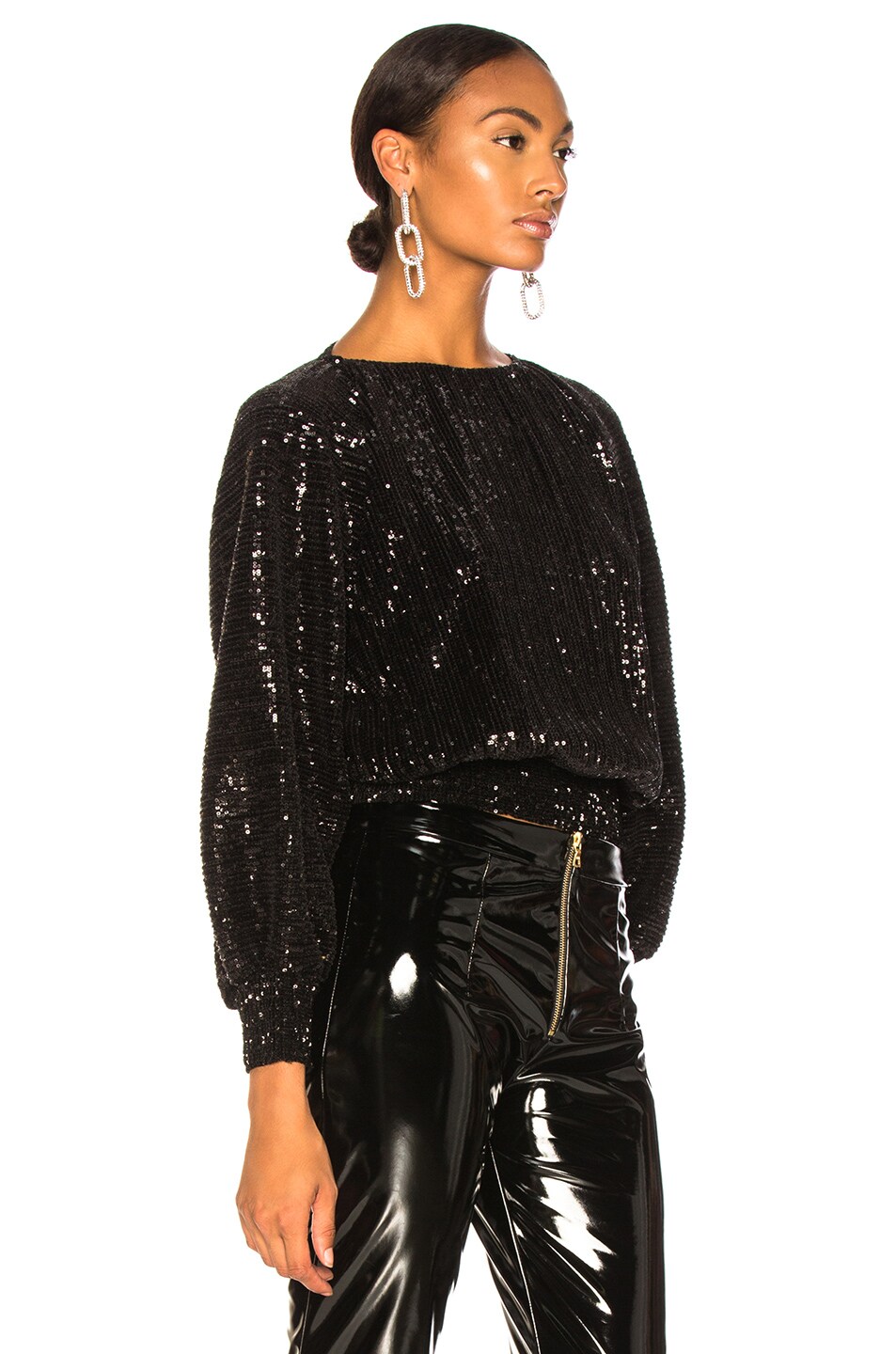 RTA Pippa Sequin Top in Black Orchid | FWRD