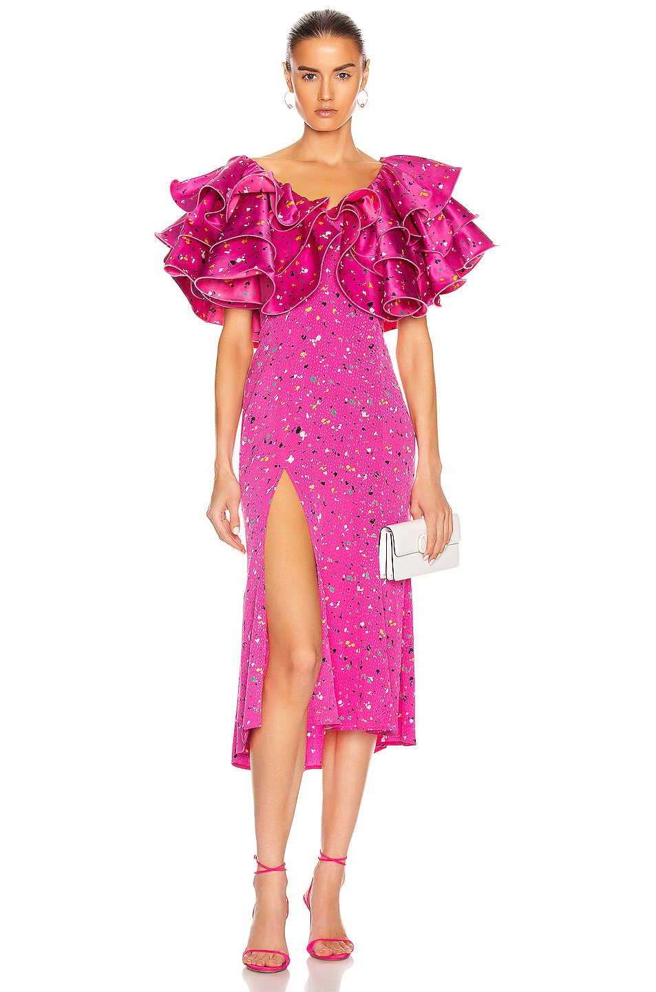 Image 1 of ROTATE Carmen Dress in Paint Splash Print