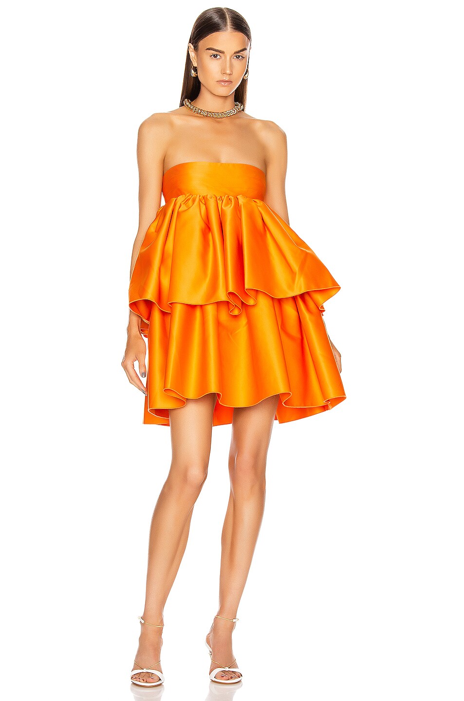 Image 1 of ROTATE Carmina Dress in Persimmon Orange