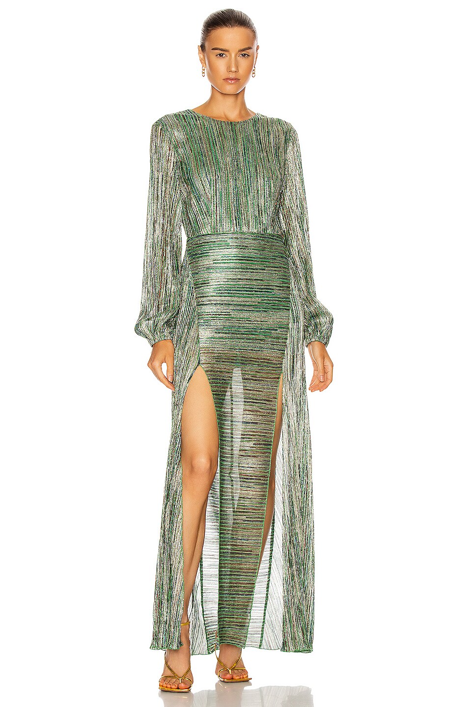 Image 1 of ROTATE Lisa Dress in Fern Green Combo