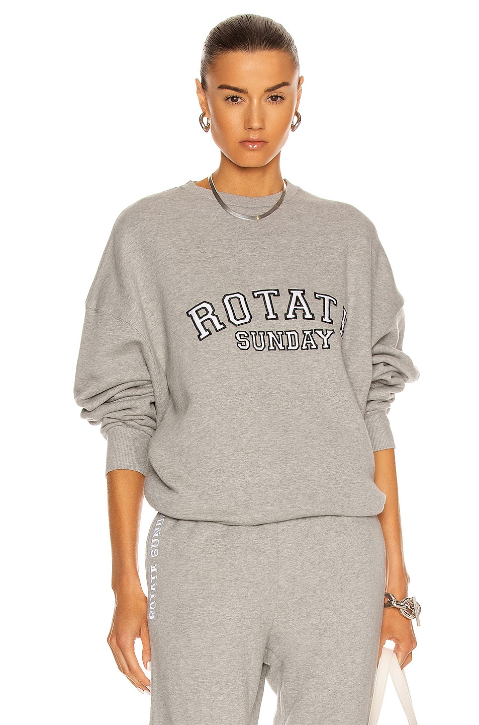Image 1 of ROTATE SUNDAY Iris Crewneck Sweatshirt in Grey Melange
