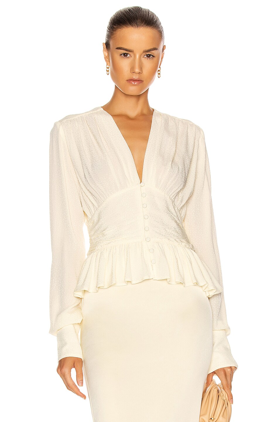 Image 1 of ROTATE Tracy Top in White Asparagus