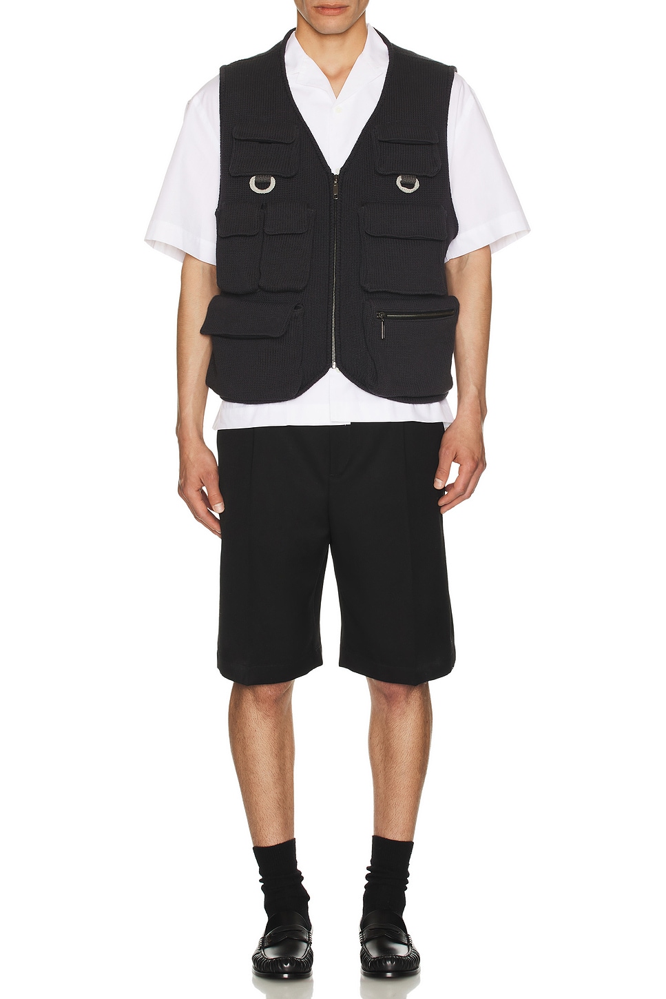 Image 1 of rice nine ten Knitted Fishing Vest in Faded Black
