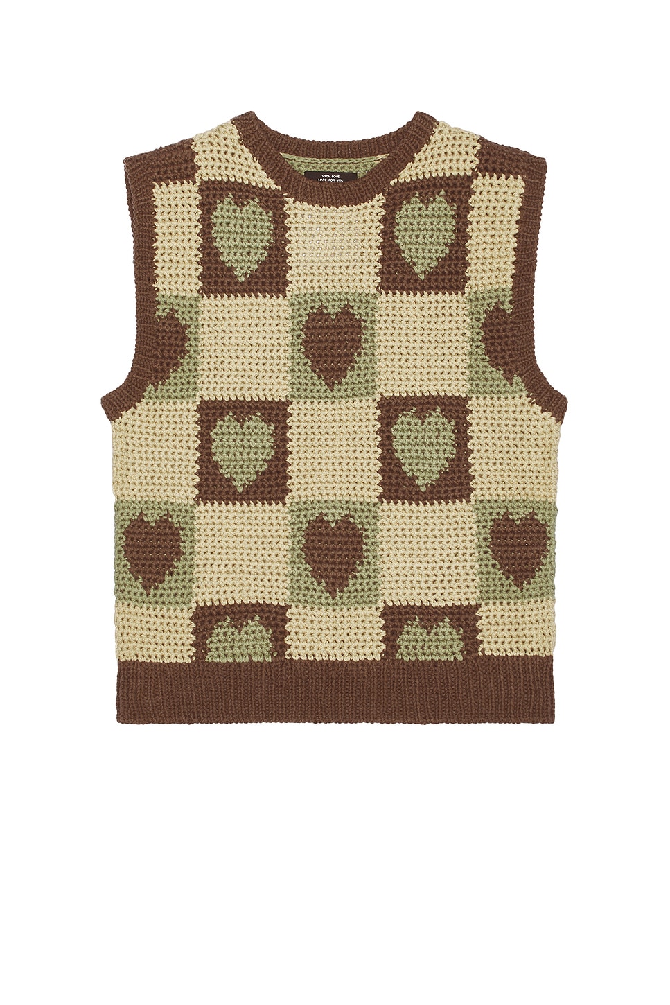 Crochet Knit Heart Vest in Brown