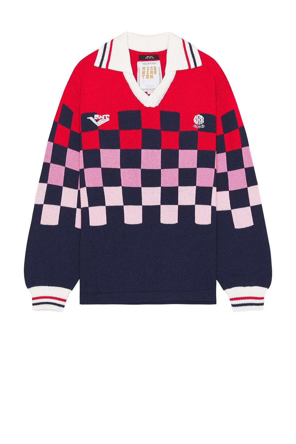 Knitting Checkered Soccer Jersey in Blue