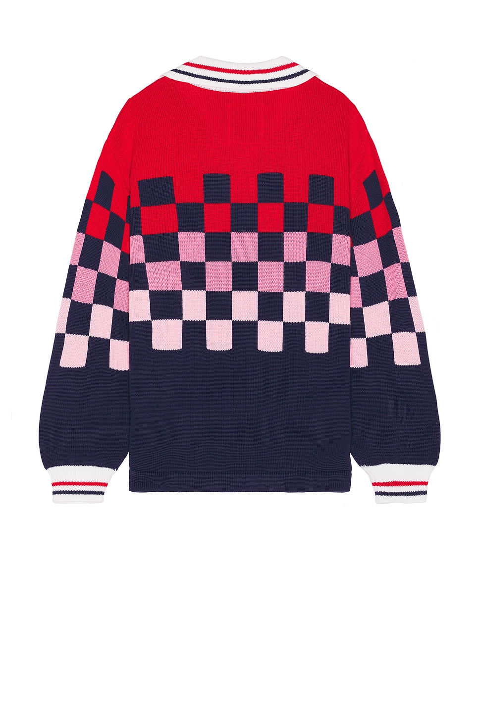 Shop Rice Nine Ten Knitting Checkered Soccer Jersey In Navy