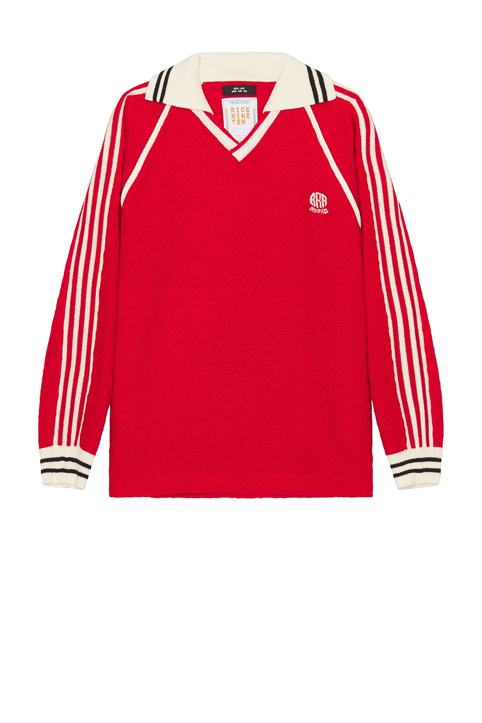 Shop Rice Nine Ten Knitting Classic Soccer Jersey In Red