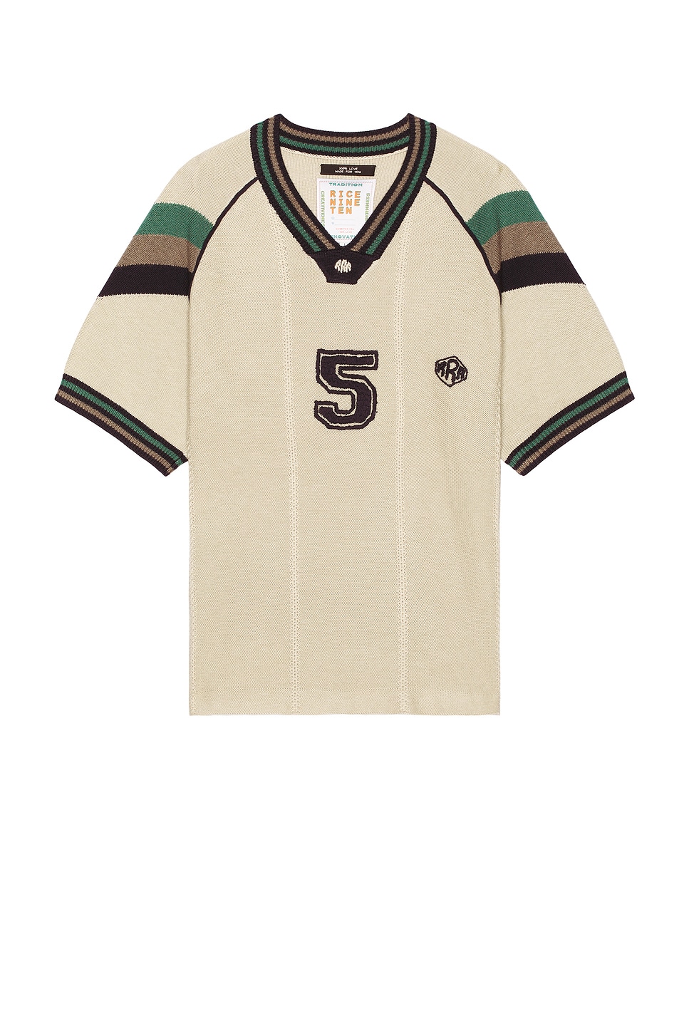 Image 1 of rice nine ten Knitted Game Jersey in Beige