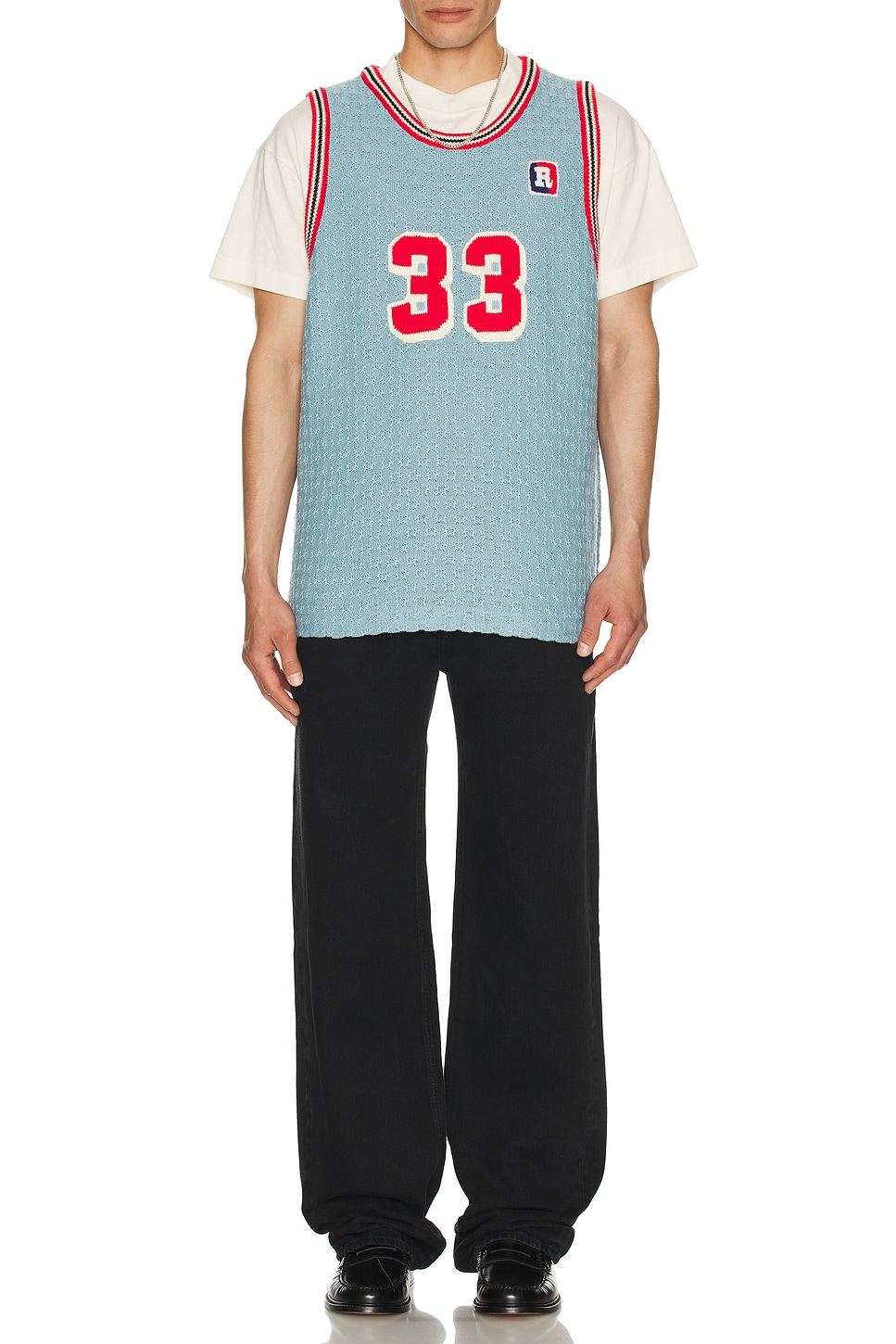 Image 1 of rice nine ten Knitted Basketball Tank Top in Light Blue
