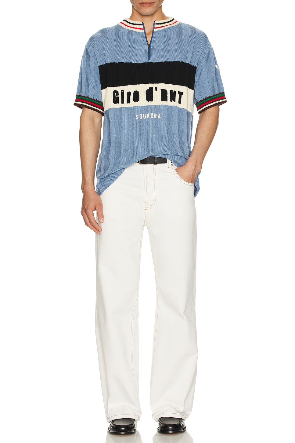 Image 1 of rice nine ten Knitted Cycling Jersey in Sax Blue