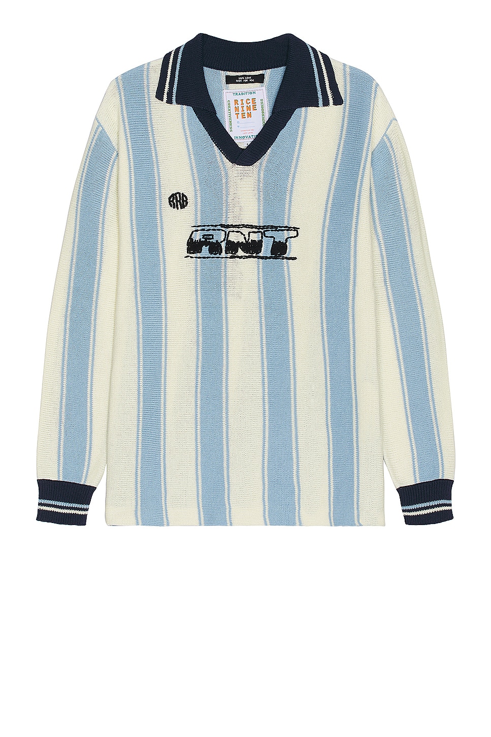 Image 1 of rice nine ten Knitting Long Sleeve Soccer Jersey in Light Blue